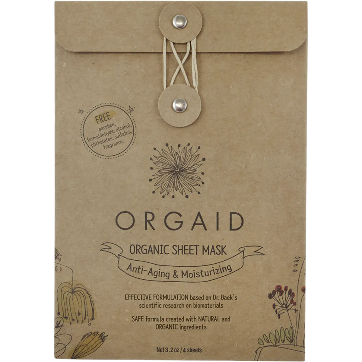 ORGAID Organic Sheet Mask Anti-Aging & Moisturizing 4x24ml