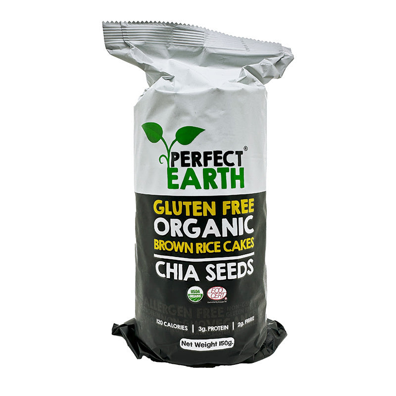 PERFECT EARTH Organic Brown Rice Cakes With Chia Seeds 150g