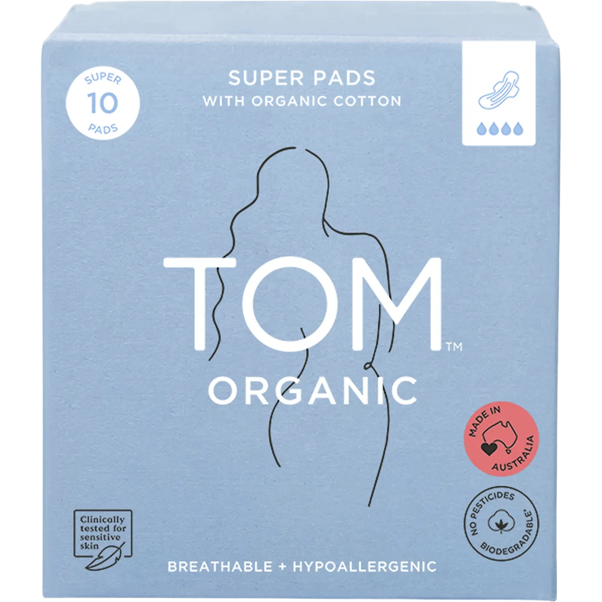 TOM ORGANIC Pads Super 10pk