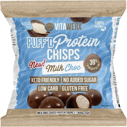 VITAWERX Puff'd Protein Crisps Milk Choc 60g
