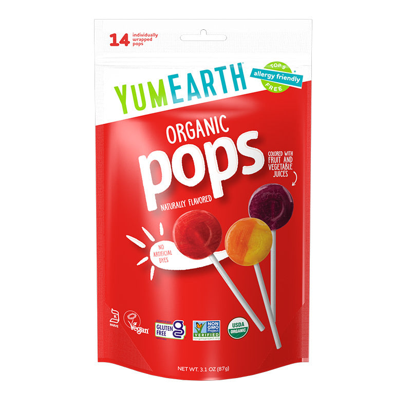 YUMEARTH Organic Lollipops Bags Assorted Fruit 14 lollipops per bag