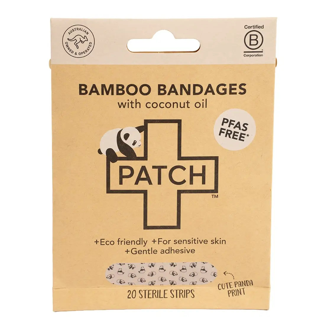Patch Adhesive Bandages Panda Coconut Oil Kids - 20pk
