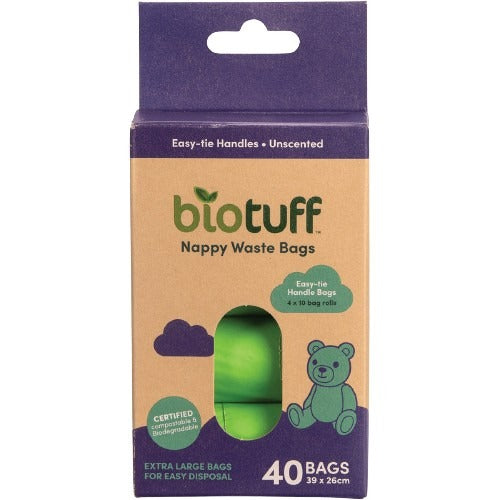 BIOTUFF Nappy Waste Bags Refill 4 x 10 Bag Rolls 40pk