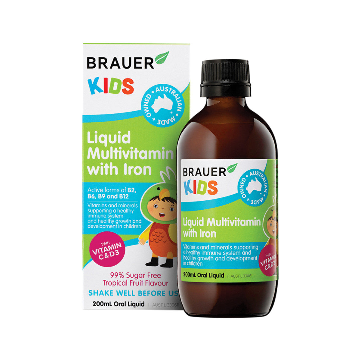 Brauer Kids Liquid Multivitamin with Iron Oral Liquid 200ml