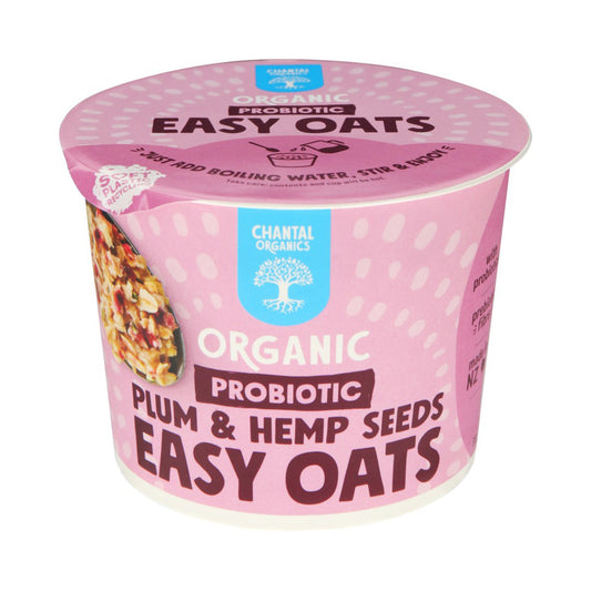 CHANTAL ORGANICS Organic Probiotic Easy Oats Plum & Hemp Seeds 65g