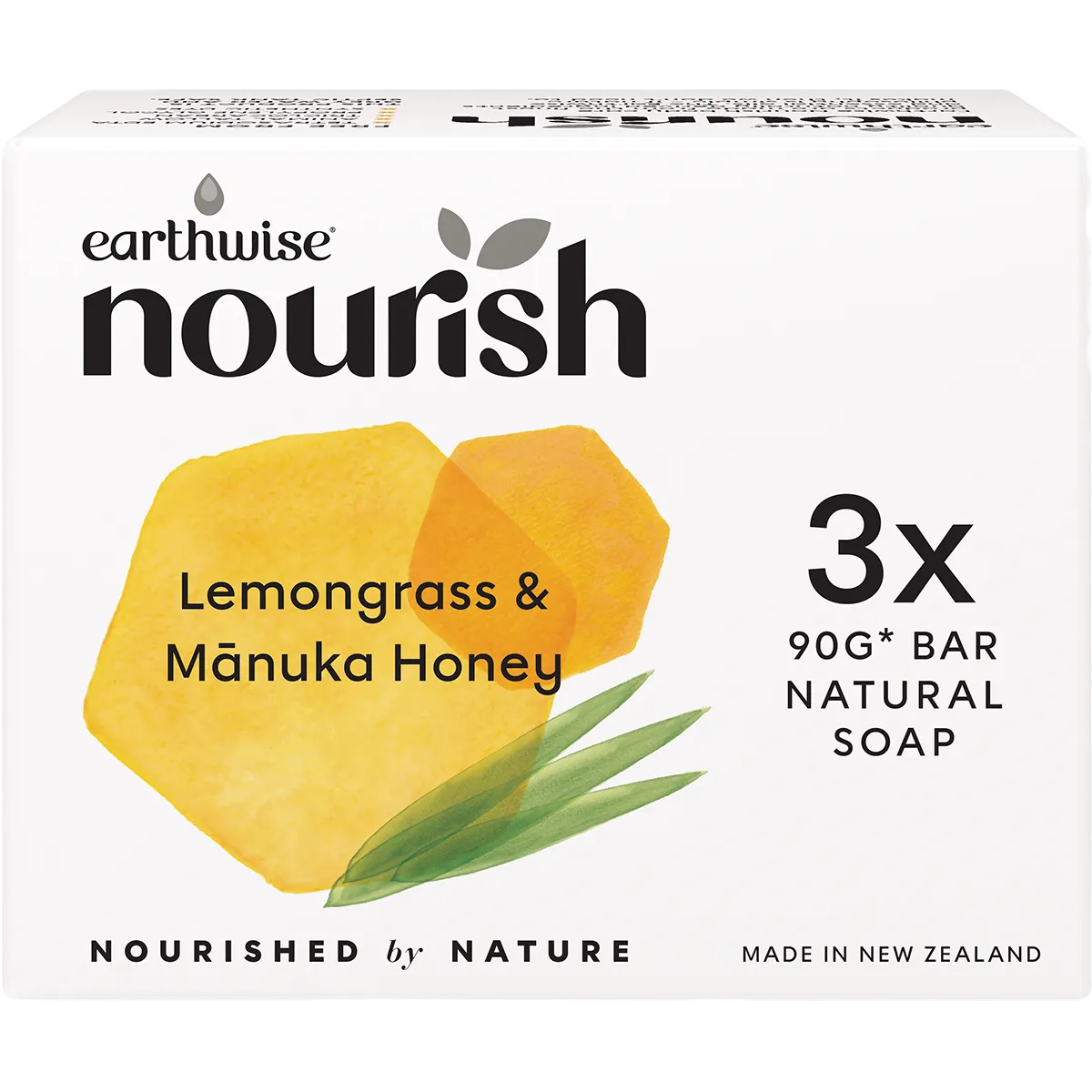 EARTHWISE NOURISH Natural Soap Bar Lemongrass & Manuka Honey 3pk