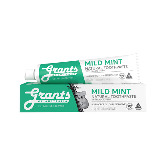 Grants Of Australia Natural Toothpaste Mild Mint with Aloe Vera 110g