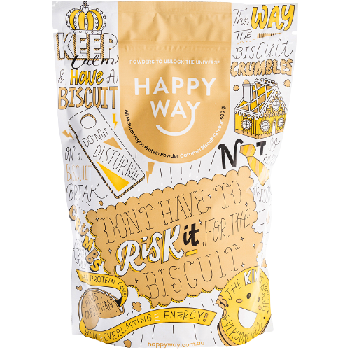 HAPPY WAY Vegan Protein Powder Caramel Biscuit 500g