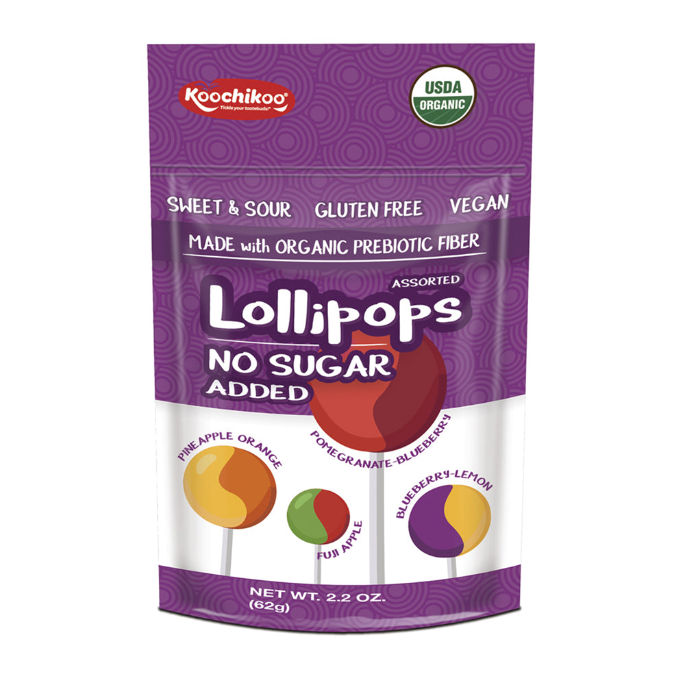 KOOCHIKOO Organic No Sugar Lollipops 4 Flavours 60g