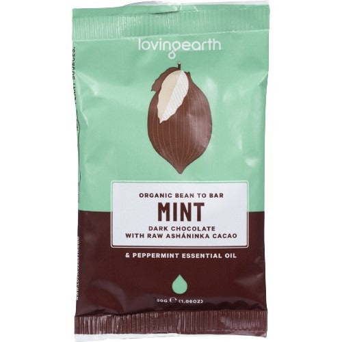 LOVING EARTH Mint Dark Chocolate with Raw Ashaninka Cacao