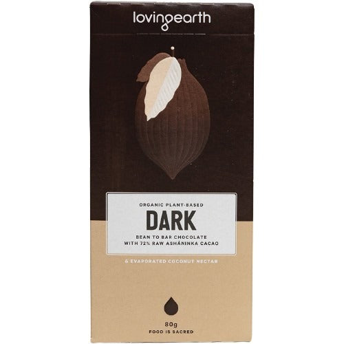 LOVING EARTH Dark Bar Chocolate with 72% Raw Ashaninka Cacao