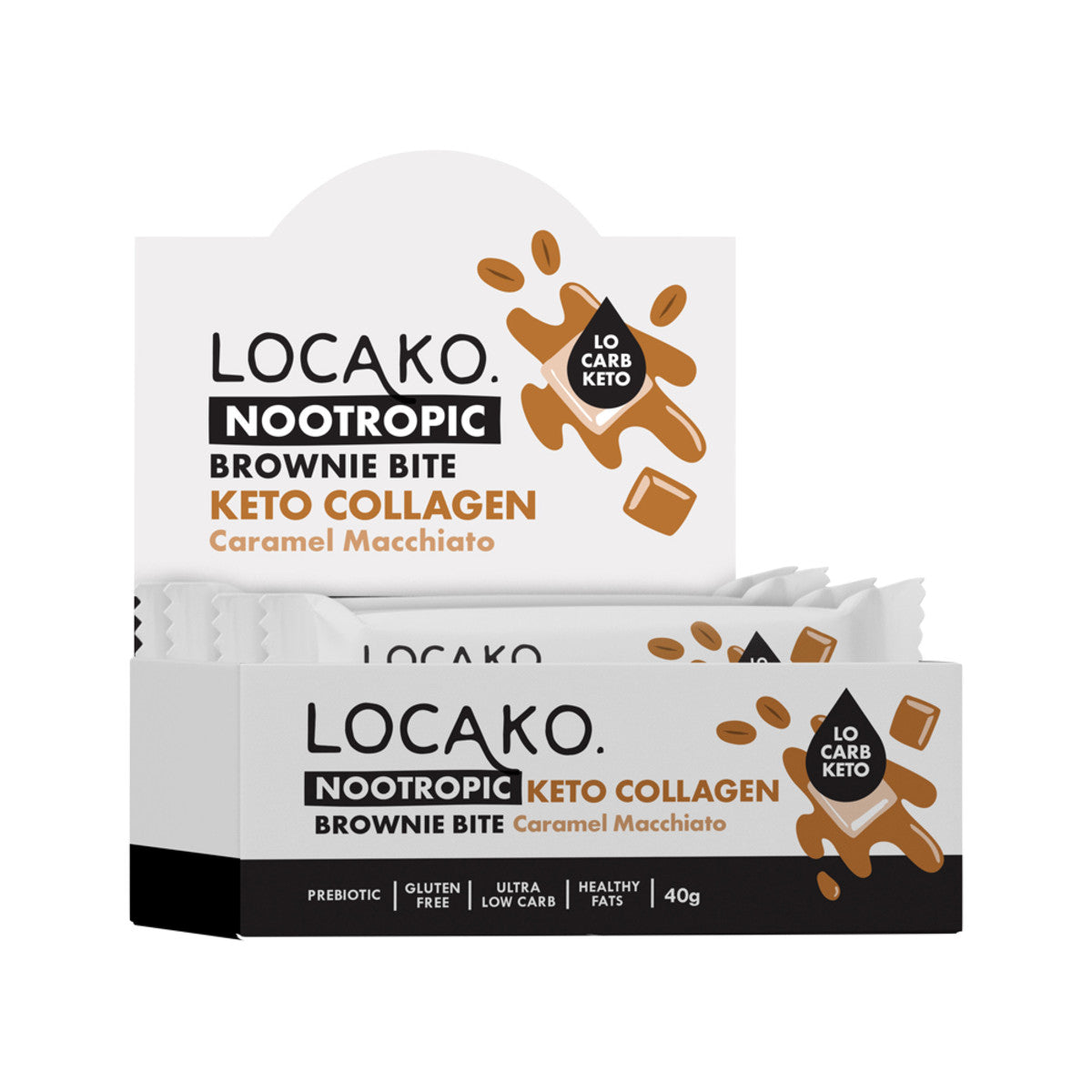 Locako Keto Collagen Brownie Bite (Nootropic) Caramel Macchiato 40g