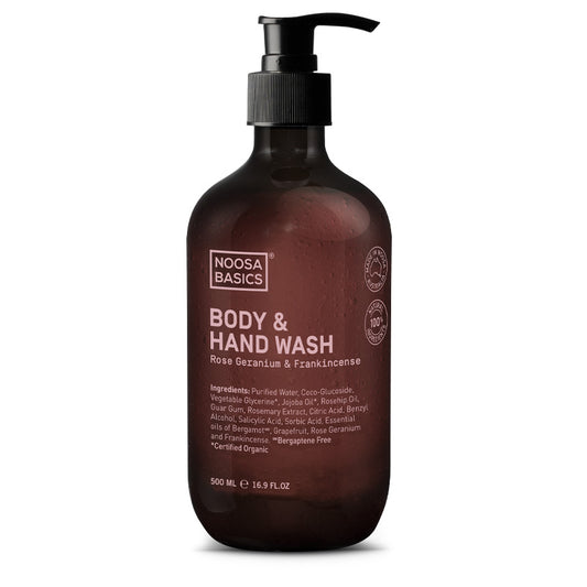 NOOSA BASICS Body & Hand Wash - Rose Geranium & Frankincense 500ml