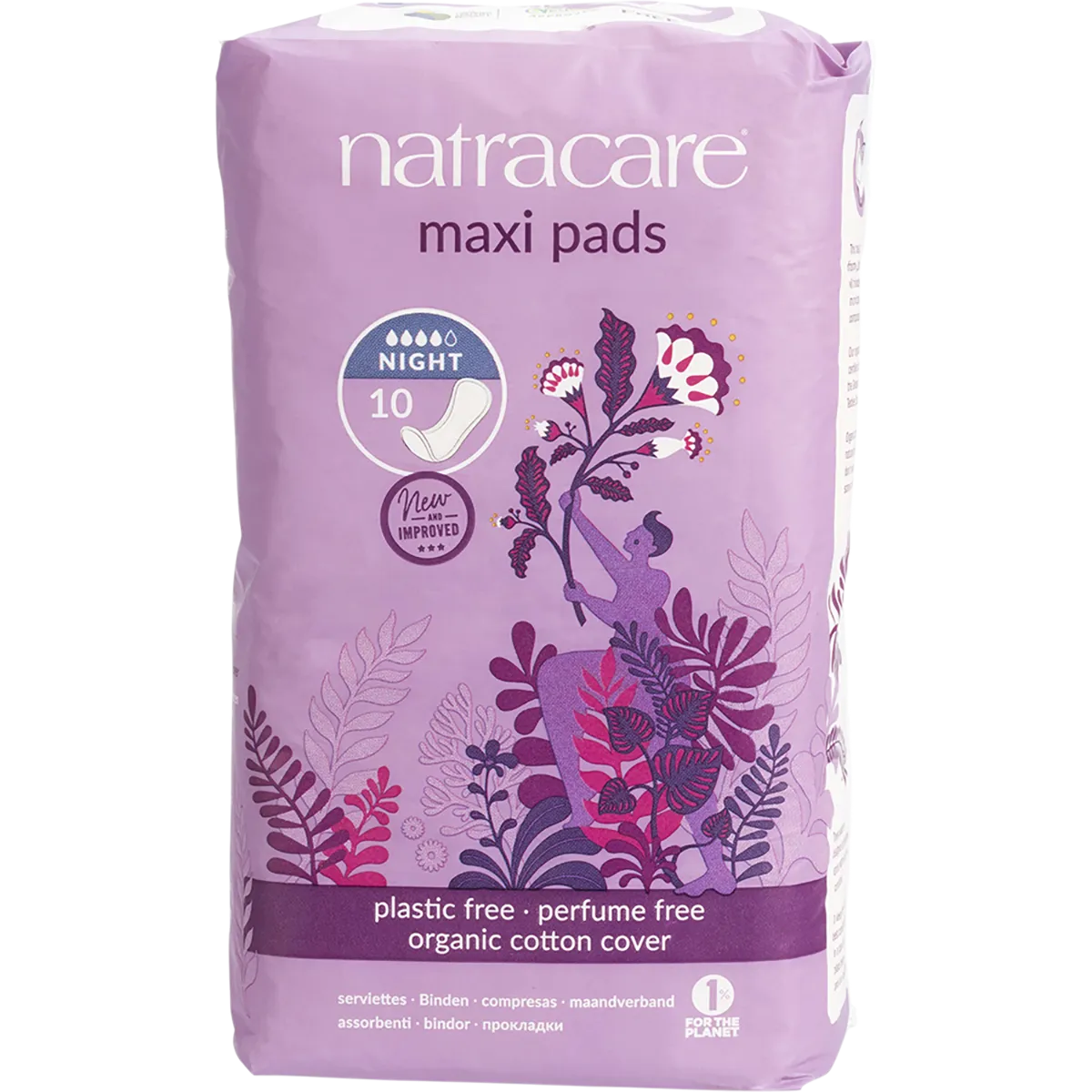 NATRACARE Maxi Pads Night Time 10pk