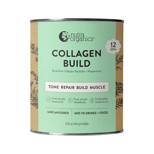 Nutra Organics Collagen Build with Bioactive Collagen Peptides + Magnesium Unflavoured 225g