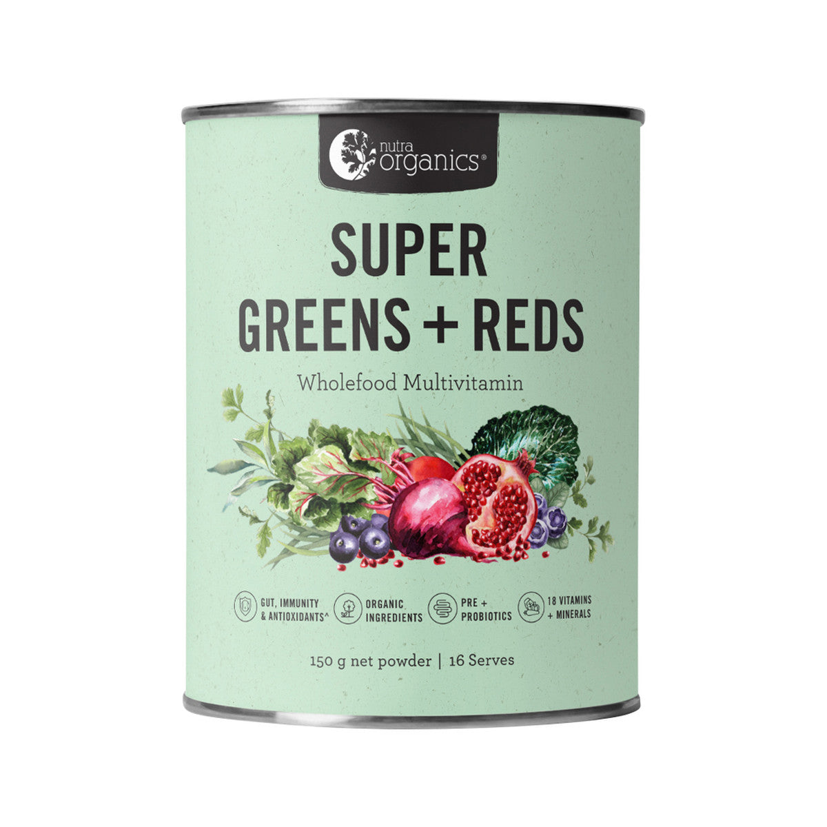 Nutra Organics Organic Super Greens + Reds (Wholefood Multivitamin) 150g