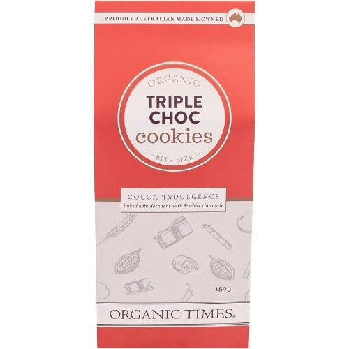 ORGANIC TIMES Cookies Triple Choc Chip 150g