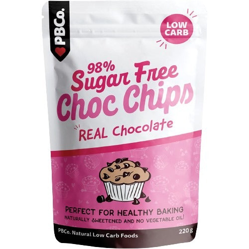 PBCO Choc Chips 98% Sugar Free 220g