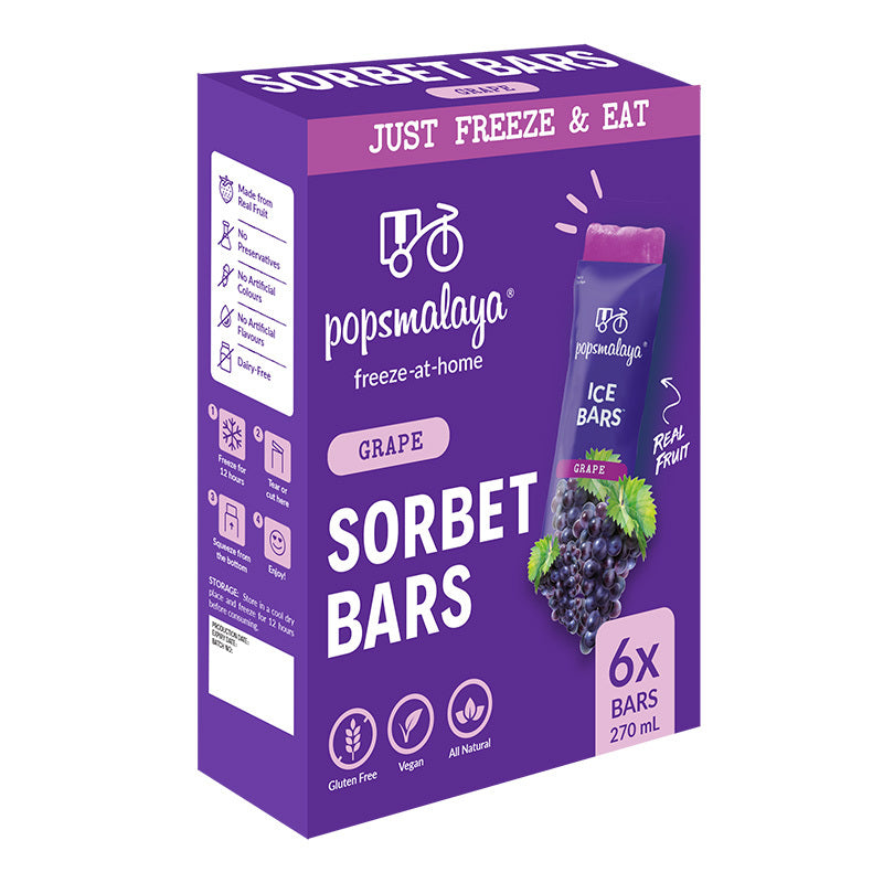 POPS MALAYA Freeze-at-home Sorbet Bars - Grape 6x45ml