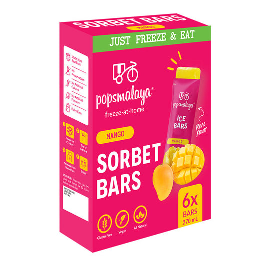 POPS MALAYA Freeze-at-home Sorbet Bars - Mango 6x45ml