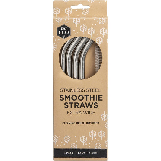 EVER ECO Stainless Steel Straws Bent Smoothie 4pk