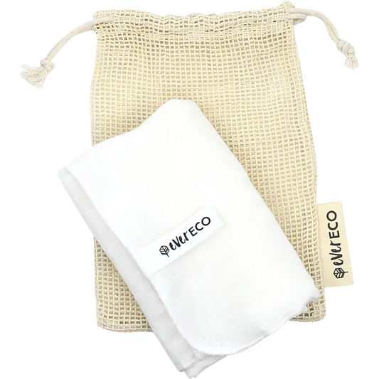 EVER ECO Muslin Facial Cloths with Cotton Wash Bag 2pk