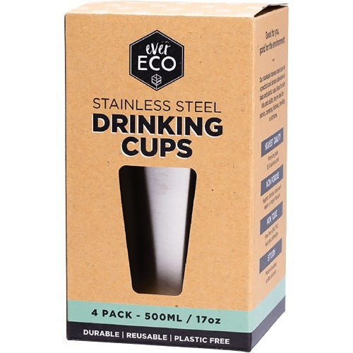 EVER ECO Stainless Steel Drinking Cups 4x500ml