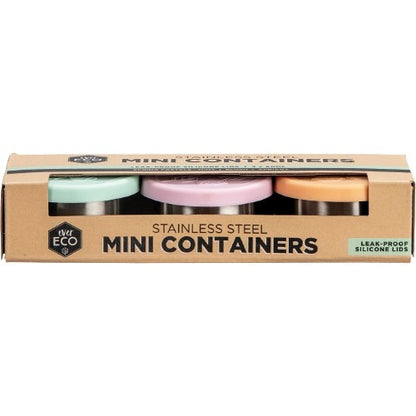 EVER ECO Stainless Steel Mini Containers Pastel Leak Resistant 3pk