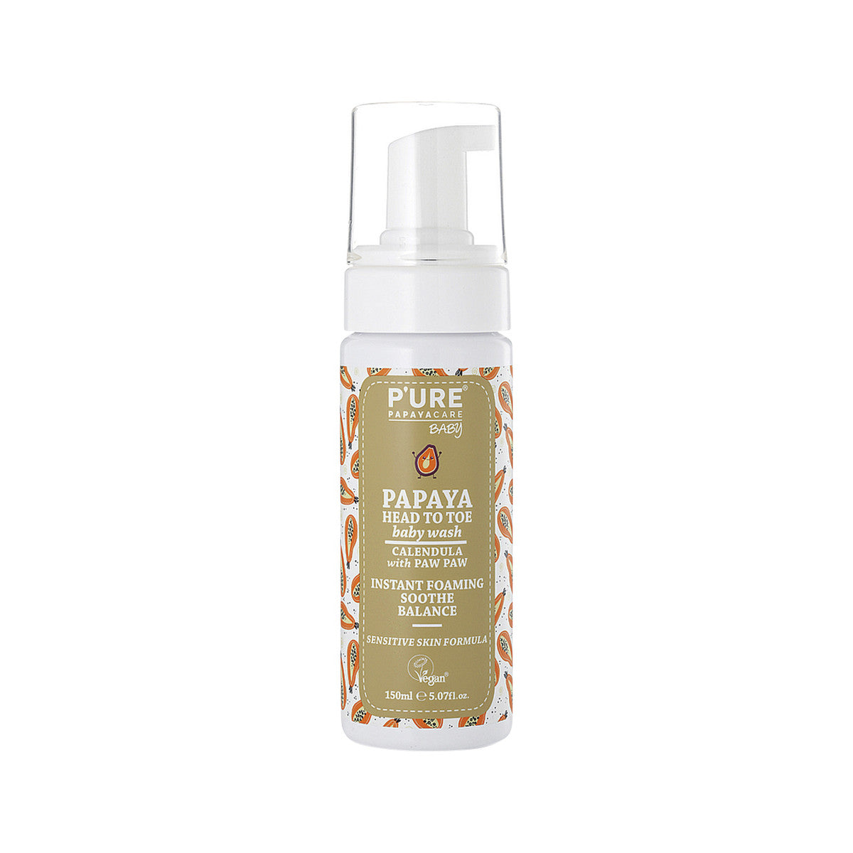 P'URE Papayacare Baby Papaya Head To Toe Baby Wash (Calendula with Paw Paw) 150ml