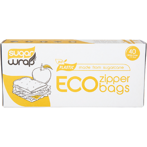 SUGARWRAP Eco Zipper Bags Made from Sugarcane Small 40pk