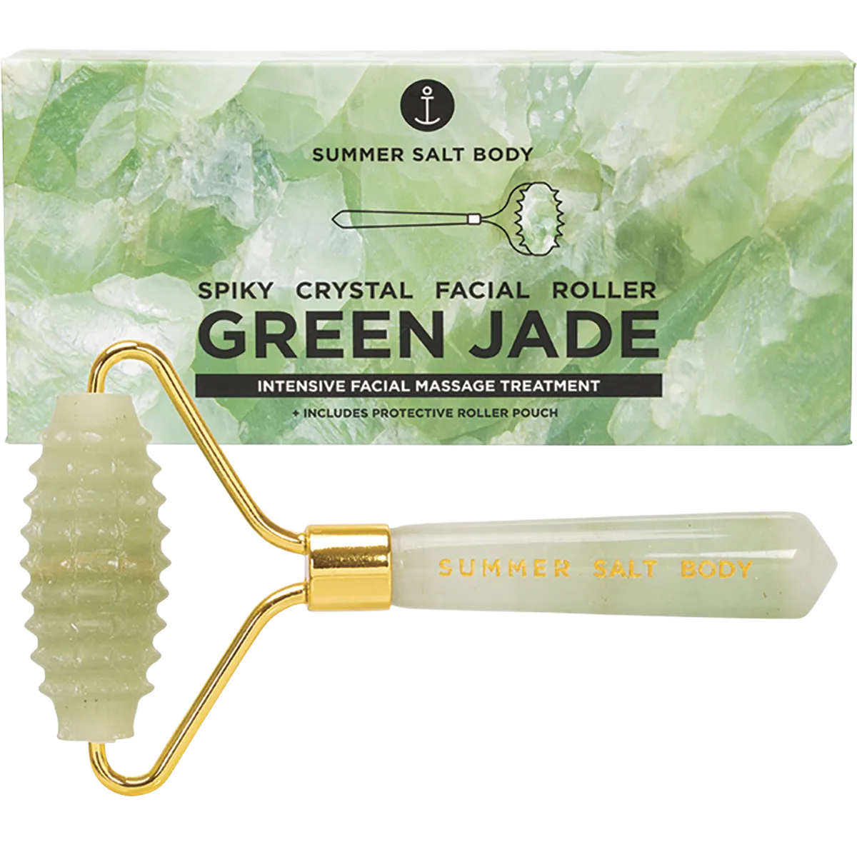 SUMMER SALT BODY Spiky Crystal Facial Roller Green Jade