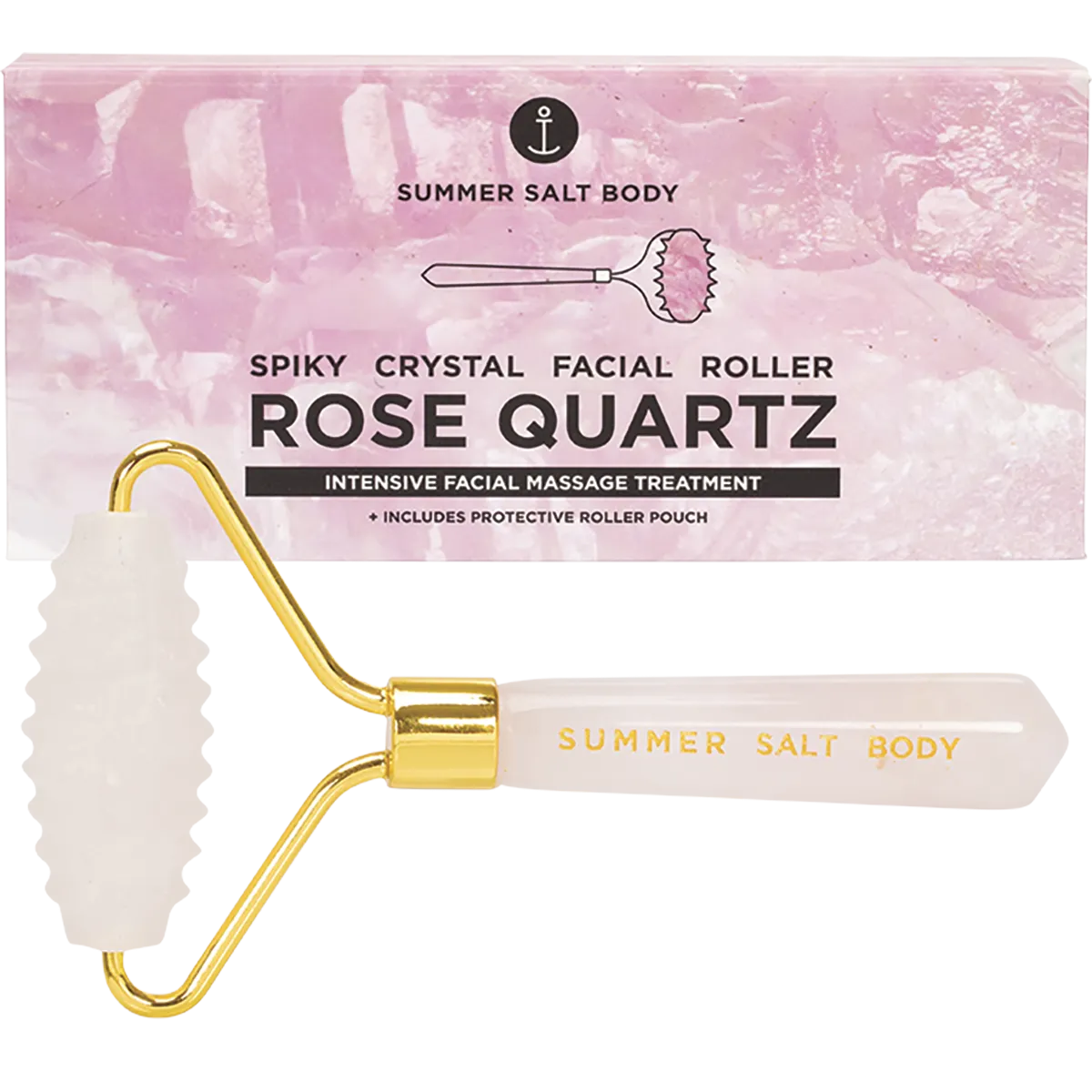 SUMMER SALT BODY Spiky Crystal Facial Roller Rose Quartz