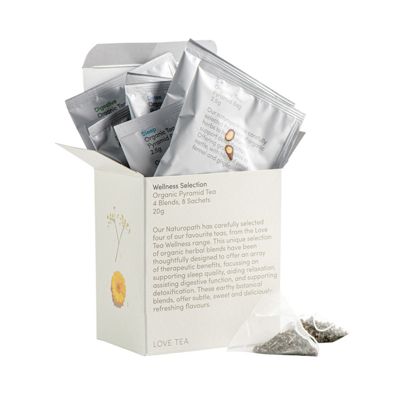 Love Tea Organic Wellness Tea Selection x 8 Pyramids