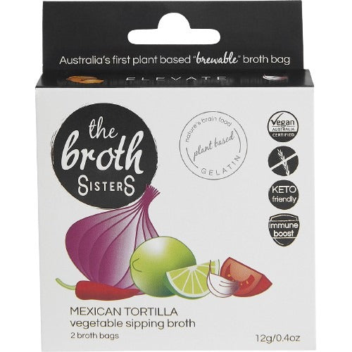 THE BROTH SISTERS Vegetable Sipping Broth Bags Mexican Tortilla 2pk