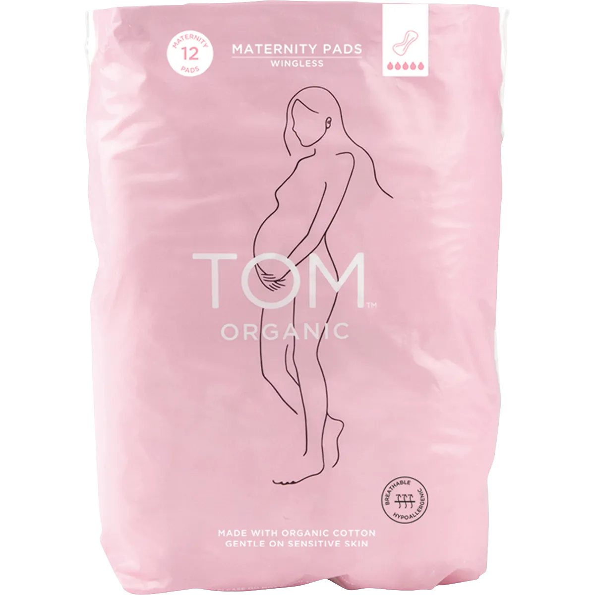 TOM ORGANIC Maternity Pads Ultra Absorbent for Post Birth 3x12pk