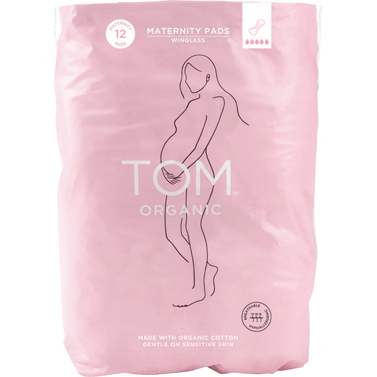 TOM ORGANIC Maternity Pads Ultra Absorbent for Post Birth 3x12pk