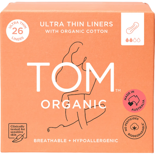 TOM ORGANIC Panty Liners Wrapped Ultra Thin Liners for Everyday 6x26pk