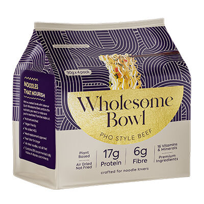 WHOLESOME BOWL Noodle Pack - Pho Style Beef 4x90g
