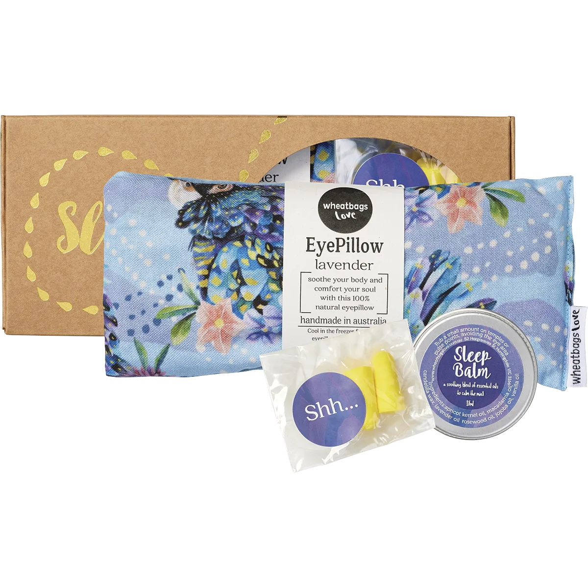 WHEATBAGS LOVE Sleep Gift Pack Blue Cockatoo Lavender Scented 3pk