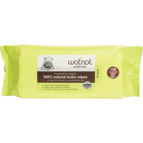 WOTNOT Baby Wipes Alcohol Free 100% Biodegradable 70pk